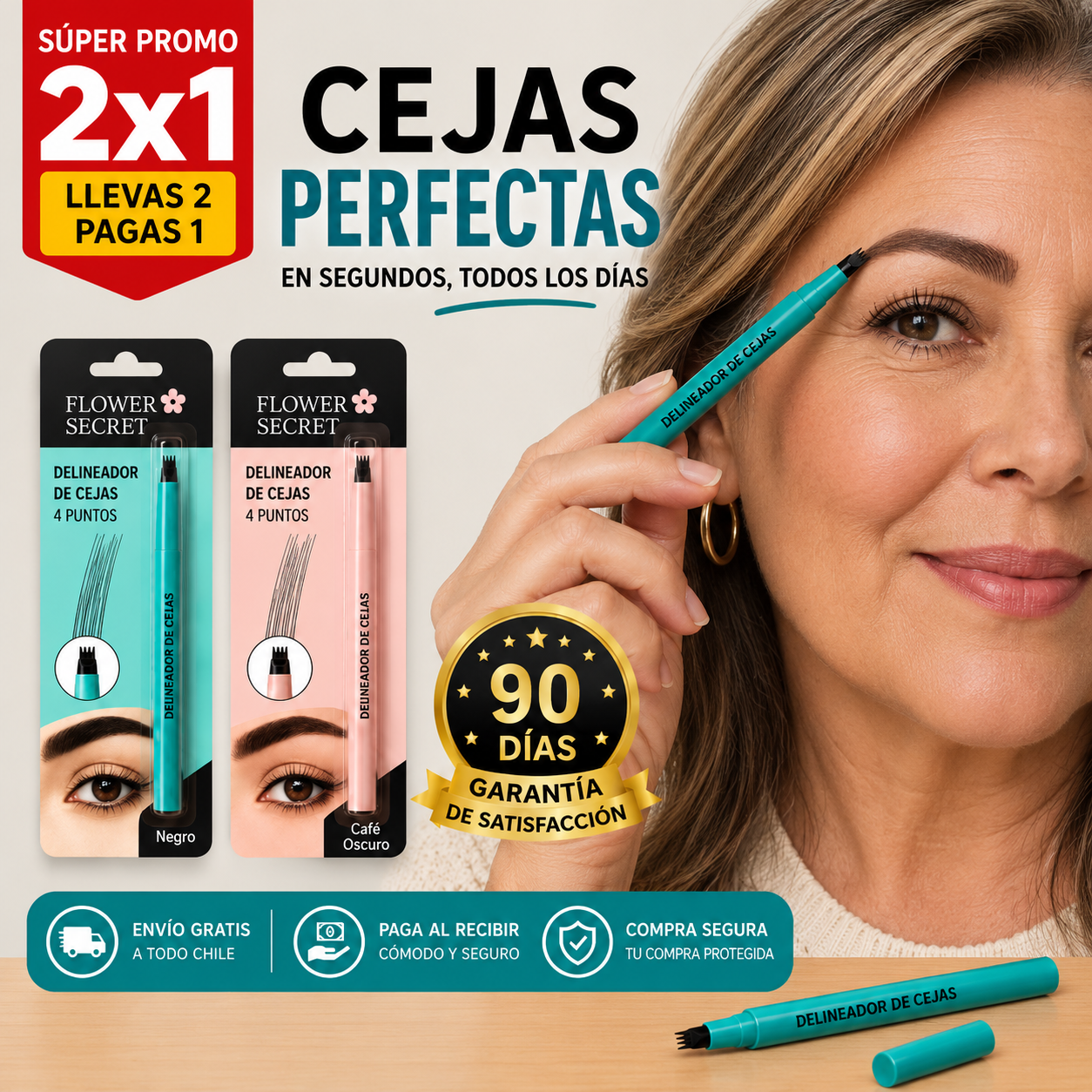 Delineador de Cejas 4 Puntos - Cejas Perfectas y Naturales en Segundos
