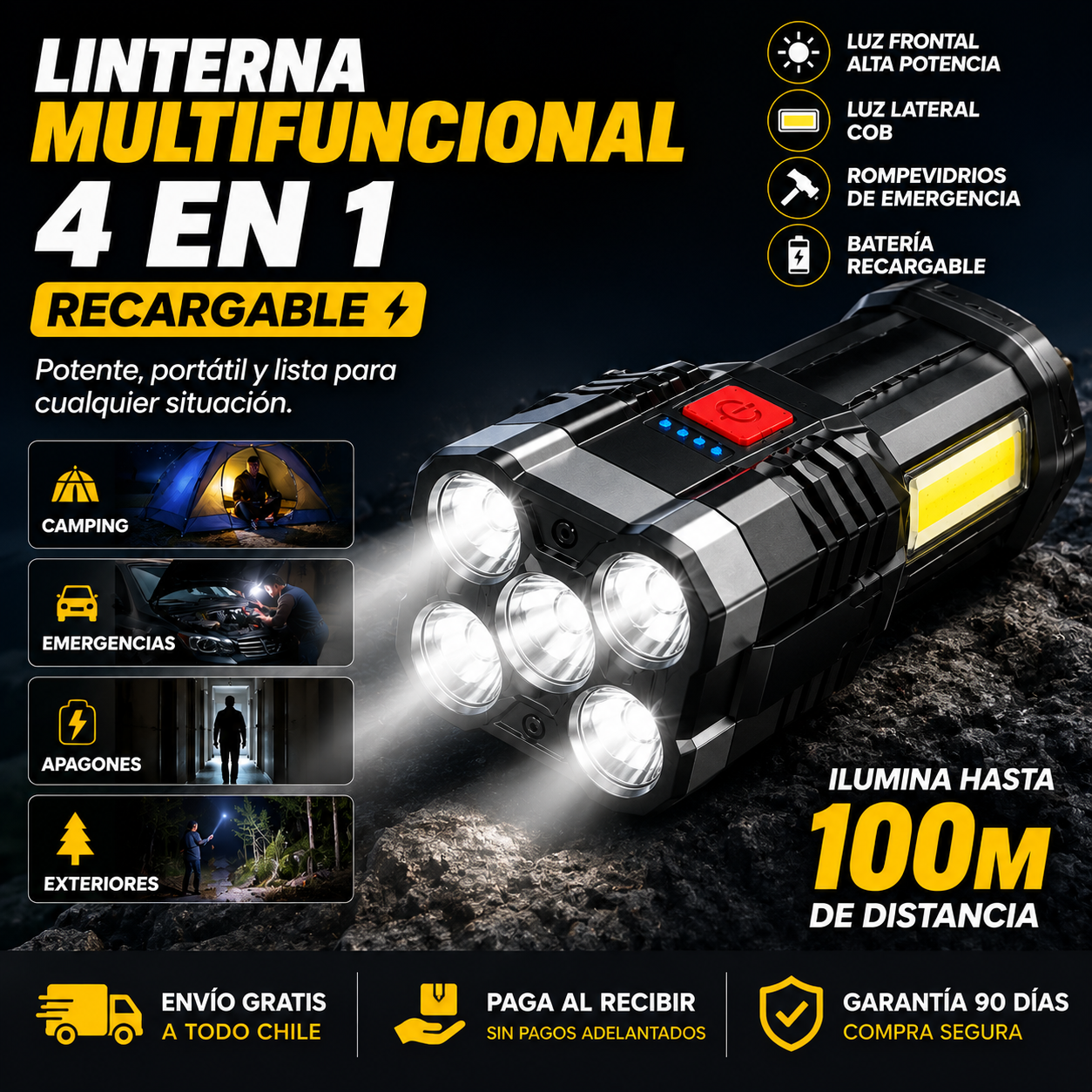 Linterna Multifuncional 4 En 1