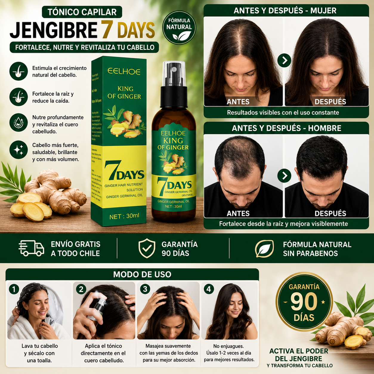 Tónico Capilar Jengibre 7 DAYS EELHOE