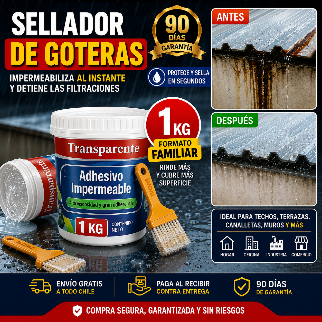 1 KG Sellador Tapa Gotera Transparente A