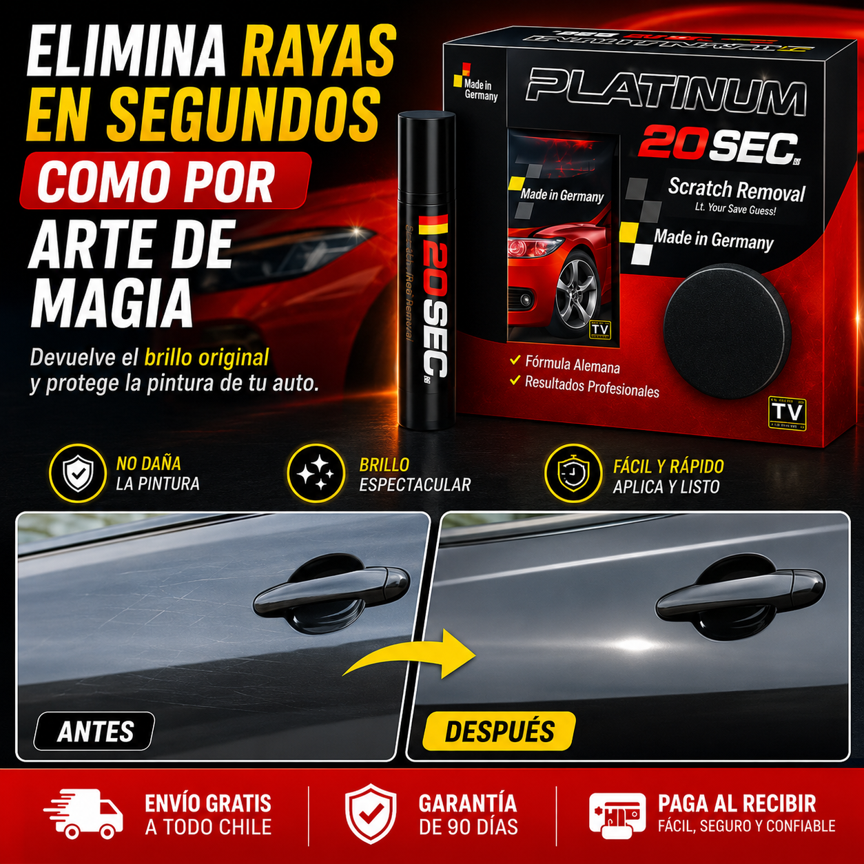 Platinum 20 Sec Pasta para Rayones de Auto - Renueva y Protege tu Pintura