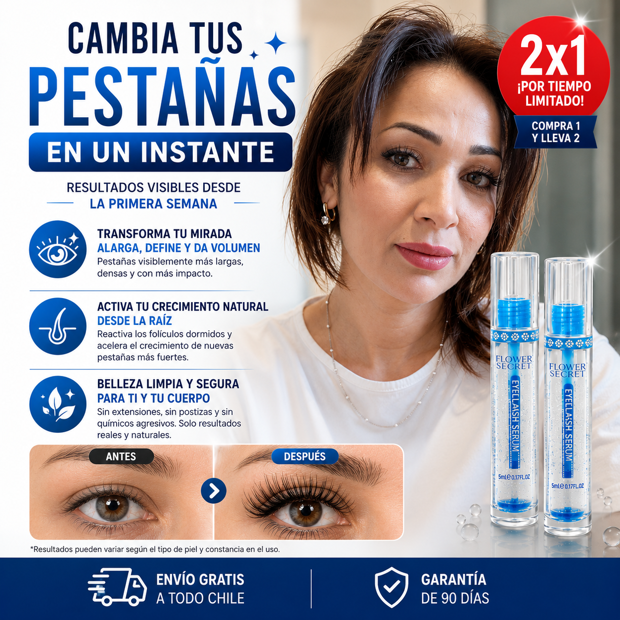 Sérum Alargador y Engrosador de Pestañas - Mirada Más Intensa con Pestañas Fuertes y Naturales