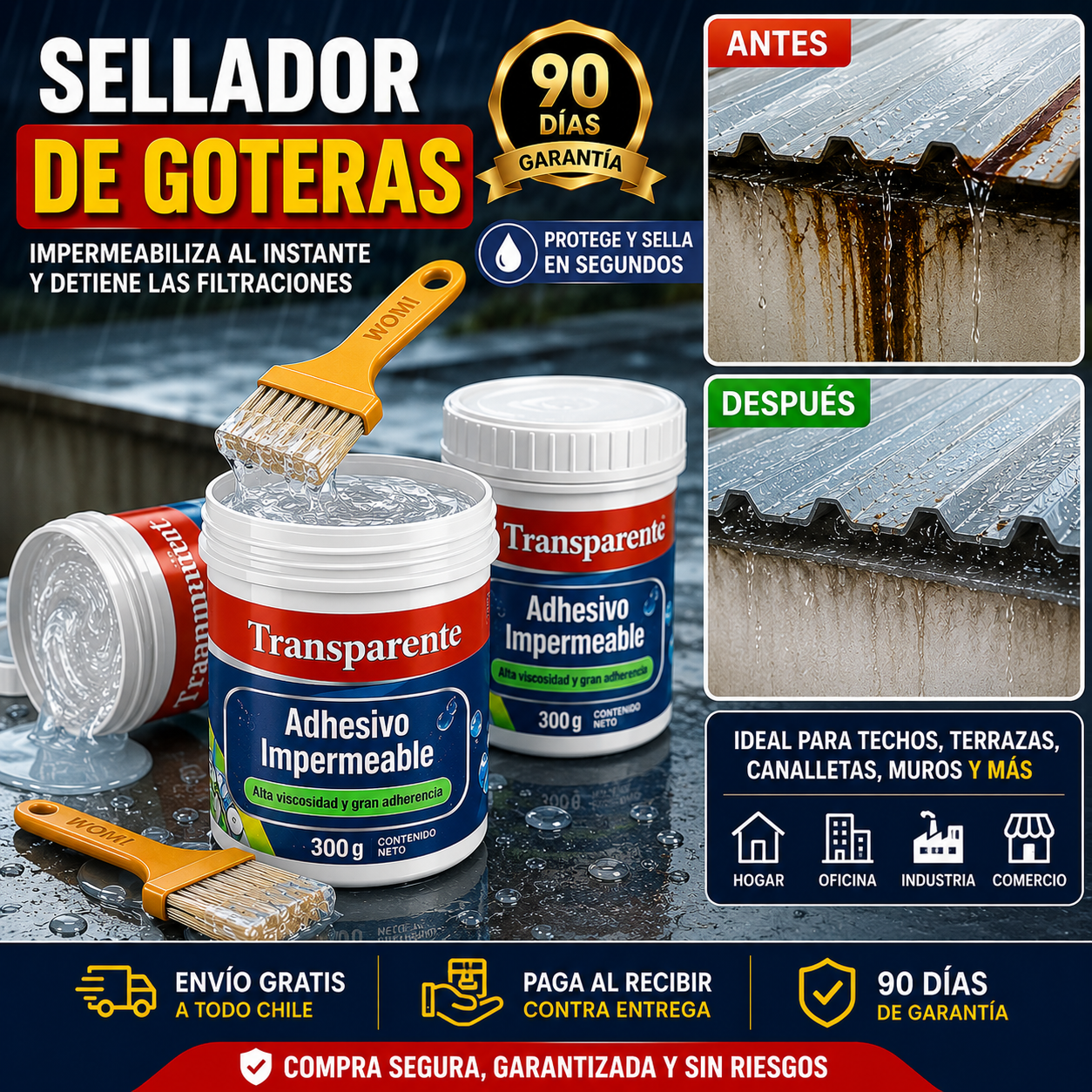 PACK 3 UNIDADES Sellador Tapa Goteras Impermevilizante